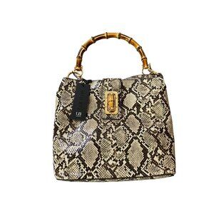 NEW Python Print Purse Bamboo Handle Handbag w/ Shoulder Strap